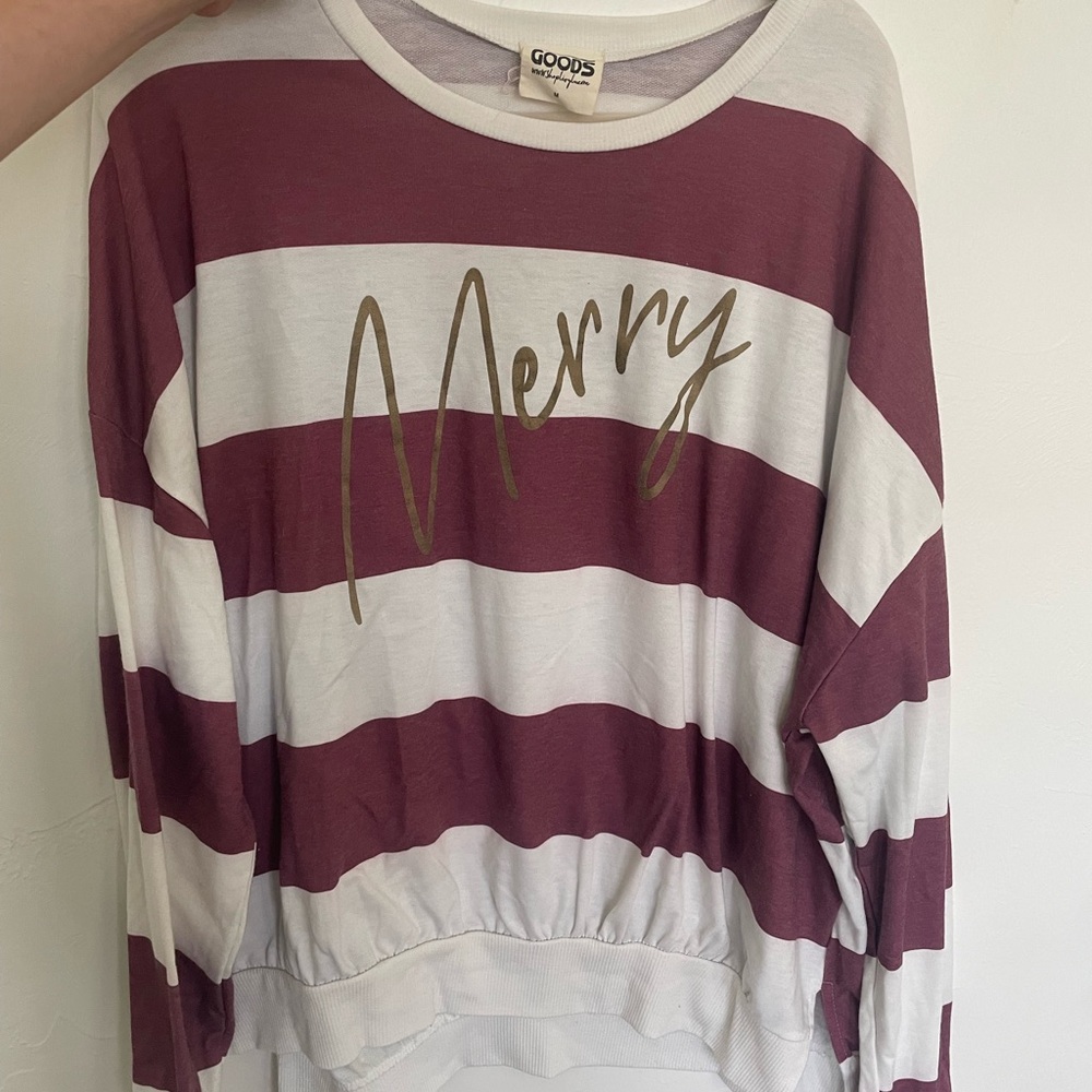Striped Maroon and White 'Merry' Sweater